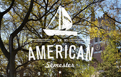 American Semester logo imposed over trees