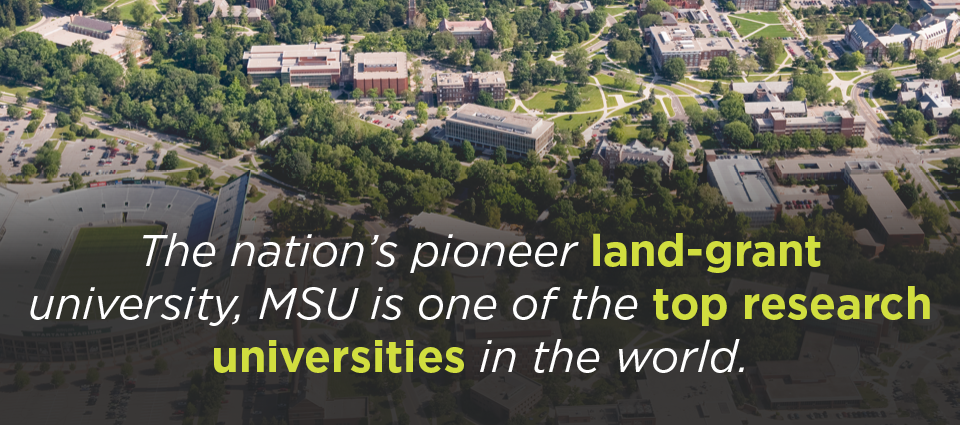 The nation's pioneer land-grand university, MSU is one of the top research universities in the world.